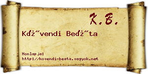 Kövendi Beáta névjegykártya
